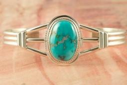 Apache Blue Turquoise Sterling Silver Native American Bracelet